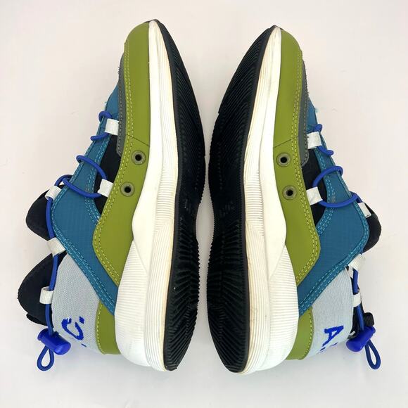 A.P.C. Little Joe Sneakers Logo Ripstop Leather Neoprene EU 39 Blue Green Bungee - Picture 6 of 9